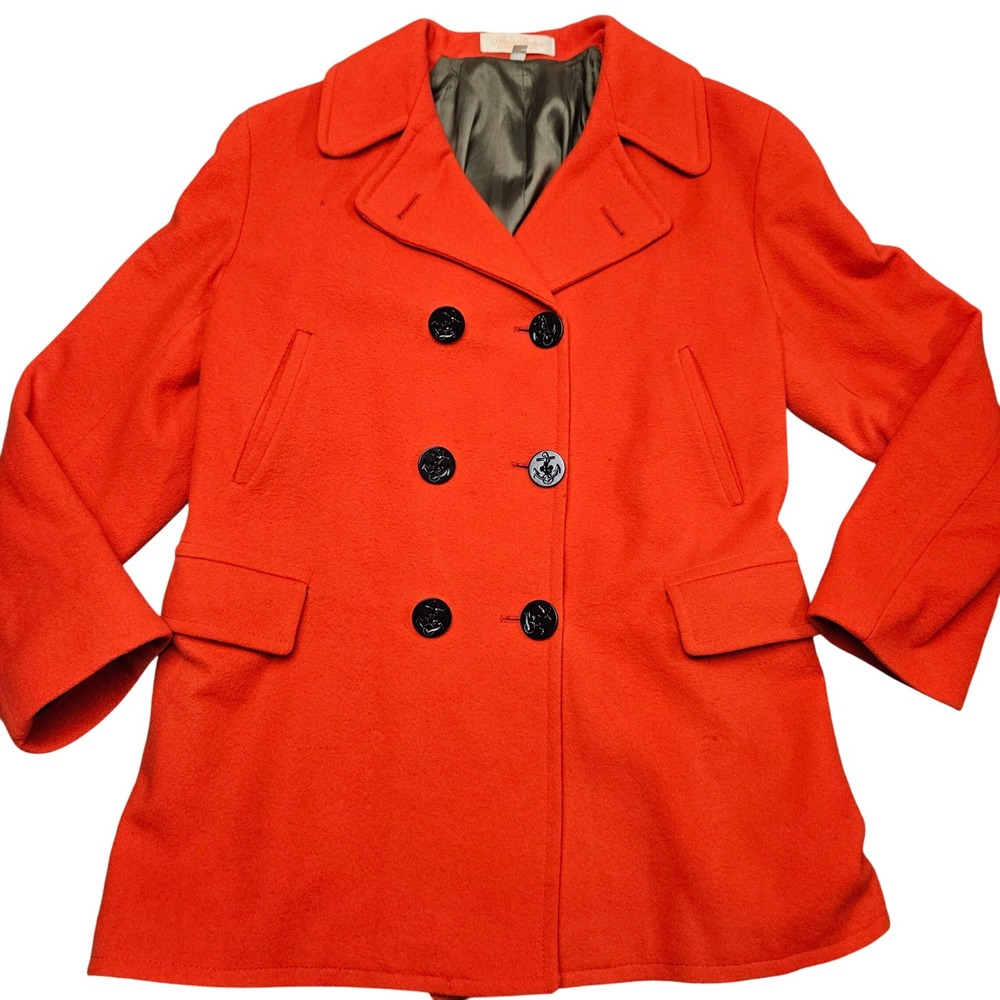 Vtg Brooks Brothers Red Wool Pea Coat Jacket Medium Double Breasted